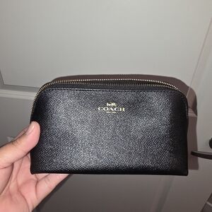 Coach Black Leather Cosmetic Bag